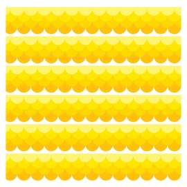 Painted Palette Ombre Yellow Scallops Border, 35 Feet Per Pack, 6 Packs