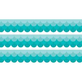 Painted Palette Ombre Turquoise Scallops EZ Border, 48 Feet Per Pack, 3 Packs