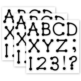 Black Dot-to-Dot 4" Uppercase Letters, 98 Per Pack, 3 Packs