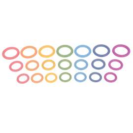 Rainbow Wooden Rings - Set of 21 - 3 Sizes - Counting and Sorting Rings