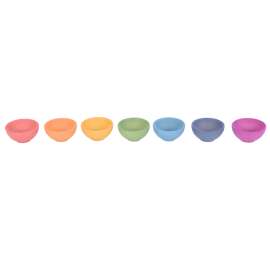 Rainbow Wooden Bowls - Set of 7 Colors - For Ages 10m+ - Loose Parts Wooden Toy for Babies and Toddlers