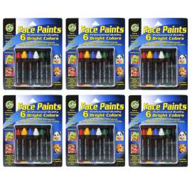 Jumbo Crayon Face Paints, Bright Colors, 6 Per Pack, 6 Packs