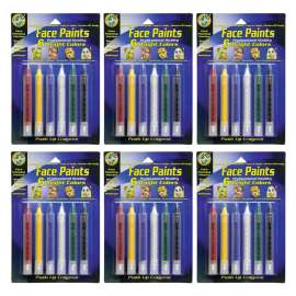 Push-Up Crayon Face Paints, Bright Colors, 6 Per Pack, 6 Packs