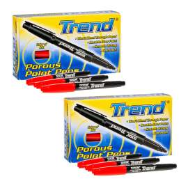 Trend Porous Point Pens, Red, 12 Per Pack, 2 Packs
