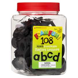 Foam Fun! Lowercase Black Magnetic Letters, 108 Pieces