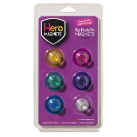 Hero Magnets Big Push Pin Magnets, Set of 6