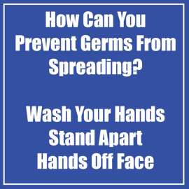 Prevent Germ Spreading Low Tac Wall Stickers, Blue, 11", Pack of 5