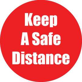 Keep a Safe Distance Anti-Slip Floor Sticker, Red, 11", Pack of 5