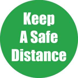 Keep a Safe Distance Anti-Slip Floor Sticker, Green, 11", Pack of 5