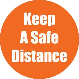Keep a Safe Distance Anti-Slip Floor Sticker, Orange, 11", Pack of 5