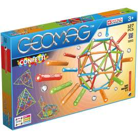 Geomag Confetti, Magnetic Rod and Ball Building Set, 127 Pieces