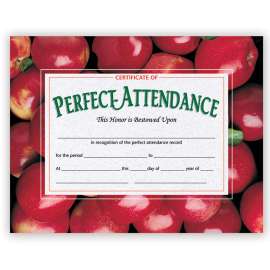 Certificate of Perfect Attendance, 8.5" x 11", Pack of 30