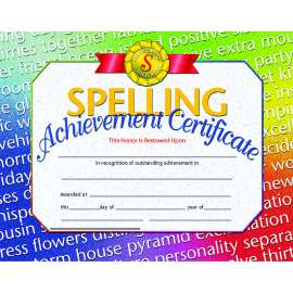 Spelling Achievement Certificate, 8.5" x 11", Pack of 30