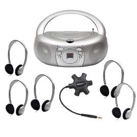 Galaxy Deluxe Listening Center with 5 SC-7V Headphones, MPC-3030 Boombox and Starfish Jackbox
