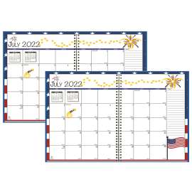 Academic Seasonal Monthly Calendar Planner, 12 Months July-June, 7" x 10", Pack of 2