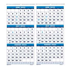 Vertical Academic 3-Month Wall Calendar, June-July, 8" x 17", Pack of 2