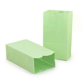 Gusseted Paper Bags, #6 (6" x 3.5" x 11"), Lime Green, Pack of 50
