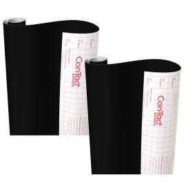 Creative Covering Adhesive Covering, Black, 18" x 16 ft, Pack of 2