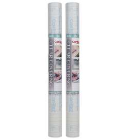 Clear Cover Adhesive Covering, Clear, 18" x 16 ft, Matte, Pack of 2