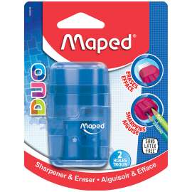 Connect DUO 2 Hole Sharpener / Eraser Combo, Assorted Colors