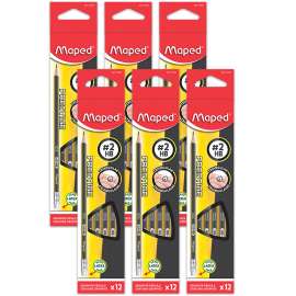 Prestige Striped Triangular Graphite #2 Pencils, 12 Per Pack, 6 Packs