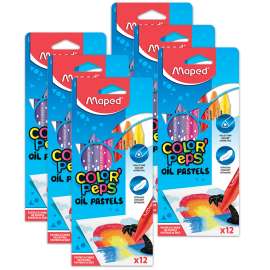 Color'Peps Triangular Oil Pastels, 12 Per Pack, 6 Packs