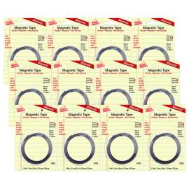 Self-Sticking Magnetic Tape Roll, 1/2" x 30", Pack of 12