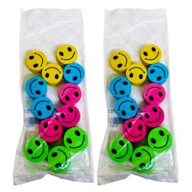 Happy Face Pencil Topper Erasers, 12 Per Pack, 12 Packs