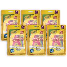 Self-Adhesive Project Paper Letters, Assorted Neon Colors, 2.5", 310 Characters Per Pack, 6 Packs