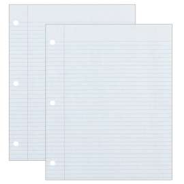 Recycled Filler Paper, White, 3-Hole Punched, 9/32" Ruled w/ Margin 8-1/2" x 11", 500 Sheets Per Pack, 2 Packs