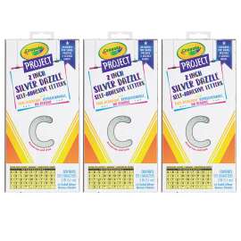 Self-Adhesive Letters, Silver Dazzle, 2", 159 Characters Per Pack, 3 Packs