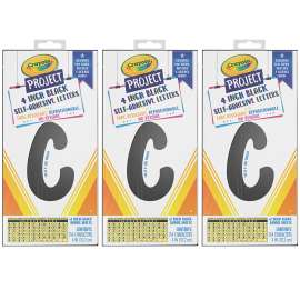 Self-Adhesive Upper & Lowercase Letters, Black, 4", 154 Characters Per Pack, 3 Packs