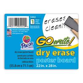 Dry Erase Poster Board, White, 22" x 28", 25 Sheets