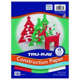 Construction Paper, Holiday Assortment, 9" x 12", 150 Sheets