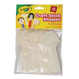 Fun Faces Craft Sticks, 5", Natural, 16 Pieces