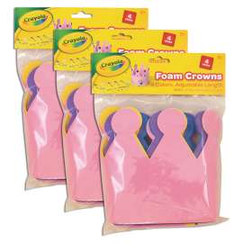 Foam Crowns, Assorted Colors, Adjustable Size, 4 Pieces Per Pack, 3 Packs