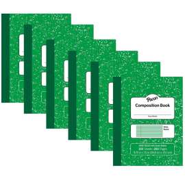 Pastel Composition Book, Green Marble Cover, Light Green Sheets, 3/8" Ruled, 9-3/4" x 7-1/2", 100 Sheets, Pack of 6