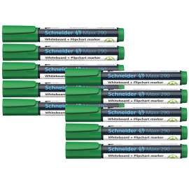 Maxx 290 Whiteboard & Flipchart Marker, 2 + 3 mm Bullet Tip, Green Ink, Box of 10 Markers