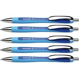 Rave Retractable Ballpoint Pen, ViscoGlide Ink, 1.4 mm, Blue, Pack of 5