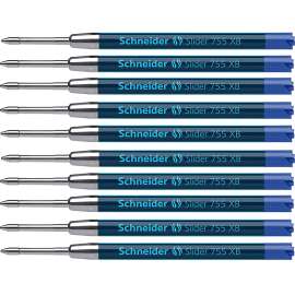 Slider 755 XB Ballpoint Pen Refill, Viscoglide Ink, Blue, Pack of 10
