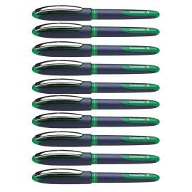 One Business Rollerball Pens, 0.6mm, Green, Pack of 10