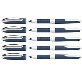 One Change Refillable Rollerball Pens, 0.6 mm, Black, Pack of 5