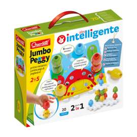 Jumbo Peggy Small - Stacking Peg Toy with Illustrated Cards and 4 Linking Boards
