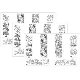 Color-In Bookmarks, 2-1/2" x 7", 6 Designs, 96 Per Pack, 3 Packs