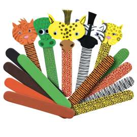 Printed Craft Sticks, Wild Animal Prints, Pack of 50