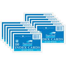 Index Cards, 4" x 6", Ruled, 100 Per Pack, 12 Packs