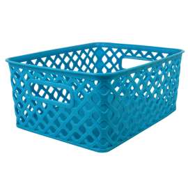 Woven Basket, Small, Turquoise