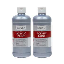 Metallic Acrylic Paint 16 oz., Silver, Pack of 2