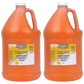 Little Masters® Washable Tempera Paint, Orange, Gallon, Pack of 2