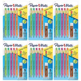 Handwriting Triangular Mechanical Pencil Set with Lead & Eraser Refills, 1.3mm, 5 Per Pack, 6 Packs